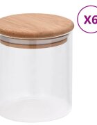 vidaXL Skleněné dózy s bambusovým víčkem 6 ks 600 ml