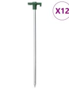vidaXL Stanové kolíky 12 ks 25 cm 7 mm pozinkovaná ocel a PP