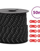 vidaXL Stanové lanko s reflexními proužky a napínáky 50 m 4 mm