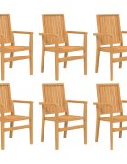vidaXL Stohovatelné zahradní židle 6 ks 565x575x91 cm masivní teak
