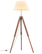 vidaXL Stojací lampa stativ medově hnědá a bílá masivní teak 141 cm