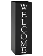vidaXL Stojan na deštníky Welcome ocelový černý