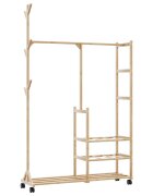 vidaXL Stojan na oblečení s policemi a kolečky 100x38x1755 cm bambus