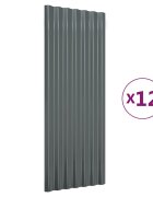 vidaXL Střešní panely 12 ks pozinkovaná ocel antracit 100x36 cm