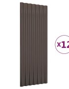 vidaXL Střešní panely 12 ks pozinkovaná ocel hnědé 100 x 36 cm