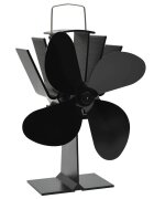 vidaXL Teplem poháněný ventilátor na kamna 4 lopatky černý