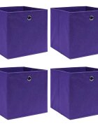 vidaXL Úložné boxy 4 ks netkaná textilie 28 x 28 x 28 cm fialové