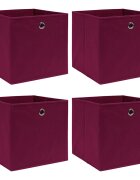 vidaXL Úložné boxy 4 ks tmavě červené 32 x 32 x 32 cm textil
