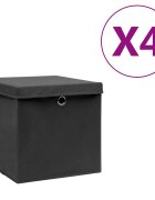 vidaXL Úložné boxy s víky 4 ks 28 x 28 x 28 cm černé
