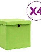 vidaXL Úložné boxy s víky 4 ks 28 x 28 x 28 cm zelené
