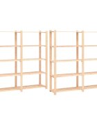 vidaXL Úložný regál 5 polic 2 ks 170x38x170 cm masivní borovice 500 kg