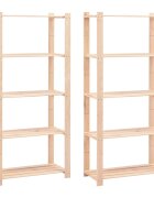 vidaXL Úložný regál 5 polic 2 ks 80x38x170 cm masivní borovice 250 kg