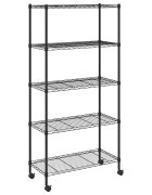 vidaXL Úložný regál 5 polic 75 x 35 x 155 cm s kolečky černý 250 kg