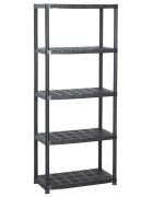 vidaXL Úložný regál 5patrový černý 71 x 38 x 170 cm plast