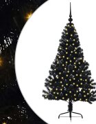 vidaXL Umělý osvětlený vánoční stromeček Černá 120 cm PVC