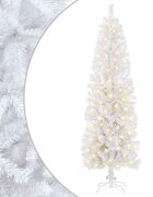 vidaXL Umělý štíhlý vánoční strom 210 cm 300 LED Teplá bílá PVC a kov