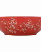 vidaXL Umyvadlo na desku bílé a červené kulaté Φ 41 x 14 cm keramika