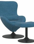 vidaXL Vajíčková židle s podnožkou with Footstool Modrá samet