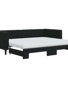 vidaXL Válenda s přistýlkou a matracemi černá 90 x 200 cm samet