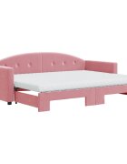 vidaXL Válenda s přistýlkou a matracemi růžová 80 x 200 cm samet