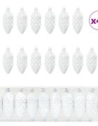 vidaXL Vánoční koule z borových šišek 40 ks Bílá 4 x 9 cm Plast