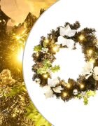 vidaXL Vánoční věnec s LED diodami černý 60 cm PVC