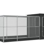 vidaXL Voliéra s přístavbou stříbrná 416 x 203 x 216 cm ocelová