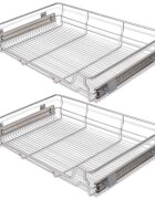 vidaXL Vysouvací drátěné košíky 2 ks stříbrné 800 mm