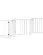 vidaXL Zábrana pro psy s dvířky skládací 6 panelů bílá 300 cm jedle