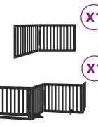 vidaXL Zábrana pro psy s dvířky skládací 6 panelů černá 480 cm topol