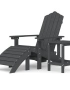 vidaXL Zahradní křeslo Adirondack + podnožka a stolek HDPE antracitové