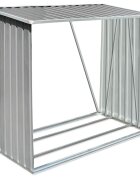 vidaXL Zahradní kůlna na dříví z pozinkové oceli 163x83x154 cm šedá