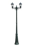 vidaXL Zahradní lampa vysoká 2 ramena 215 cm tmavě zelená/černá hliník