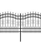 vidaXL Zahradní plot KAMPEN s kopím nahoře černý 240 x 100 cm ocelový