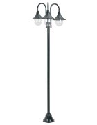 vidaXL Zahradní sloupová lampa 3 ramena E27 220 cm hliník tmavě zelená