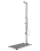 vidaXL Zahradní sprcha s šedou základnou 225 cm nerezová ocel
