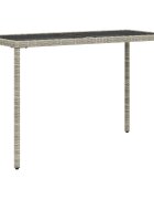 vidaXL Zahradní stůl skleněná deska světle šedý 115x54x74 cm polyratan