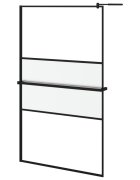 vidaXL Zástěna do průchozí sprchy s policí černá 115x195 cm ESG/hliník