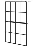 vidaXL Zástěna do průchozí sprchy s policí černá 118x190 cm ESG/hliník