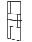 vidaXL Zástěna do průchozí sprchy s policí černá 80x195 cm ESG/hliník