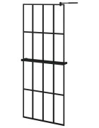 vidaXL Zástěna do průchozí sprchy s policí černá 80x195 cm ESG/hliník