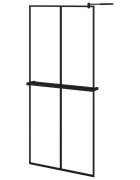 vidaXL Zástěna do průchozí sprchy s policí černá 90x195 cm ESG/hliník
