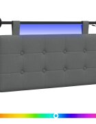 vidaXL Závěsné čelo postele S LED osvětlením Tmavě šedá Textil