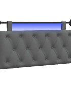 vidaXL Závěsné čelo postele S LED osvětlením Tmavě šedá Textil