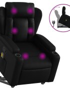 vidaXL Zvedací masážní polohovací křeslo černé umělá kůže