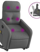 vidaXL Zvedací masážní polohovací křeslo tmavě šedé textil