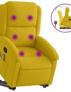 vidaXL Zvedací masážní polohovací křeslo žluté samet