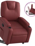 vidaXL Zvedací polohovací křeslo vínové umělá kůže