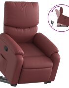 vidaXL Zvedací polohovací křeslo vínové umělá kůže