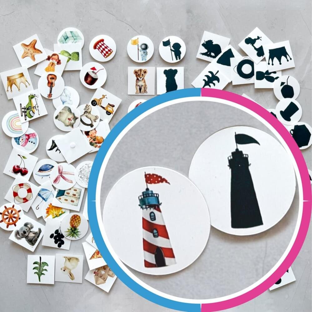 INSPIO 90 karet - Přiřaďte stíny - Montessori karty